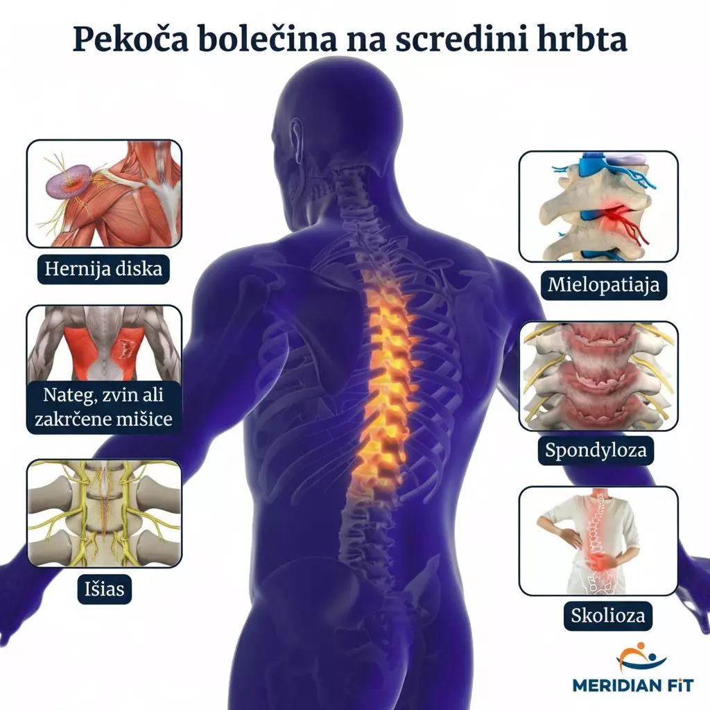 pekoca bolecina na sredini hrbta